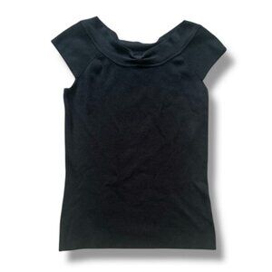 💙 Ann Taylor Factory Black Knit Short Sleeve Shirt Women's Size Small Office